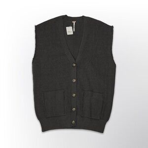 Free People Sweater Knit Vest - Charcoal - Size XS